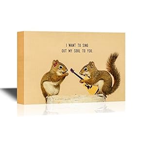 Romantic Squirrel - Canvas Wall Art - 12x18 inches