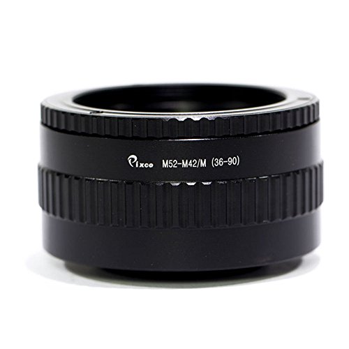 Pixco M52 Lens to M42 Camera Adjustable Focusing Helicoid Ring Adapter 36mm to 90mm for Macro Shooting M52-M42