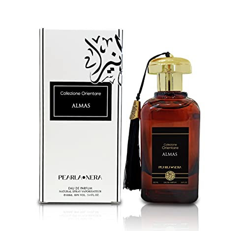 PEARLANERA Almas, a Oud, Spiced Citrus and Florals Scent Accords. An Arabian Oud Eau De Parfum Spray for Unisex 3.4 Ounce. Fragancias Arabes