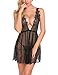 ADOME Women Lace Babydoll Lingerie Strap Chemise Open Back Sleepwear