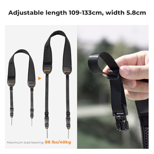 K&F Concept Camera Strap, Professional Wide Camera Strap, Adjustable Camera Shoulder Strap 109-133 cm for SLR DSLR Cameras, Camera Strap with Removable Zip Pocket