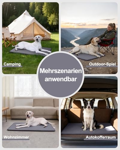 Favodormir Waterproof Dog Mat Outdoor 105 x 70 cm, Dog Bed Large Dogs Made of Faux Leather, Easy to Clean, Portable Space-Saving Dog Cushion, Washable Dog Mattress for Indoor and Travel, Grey