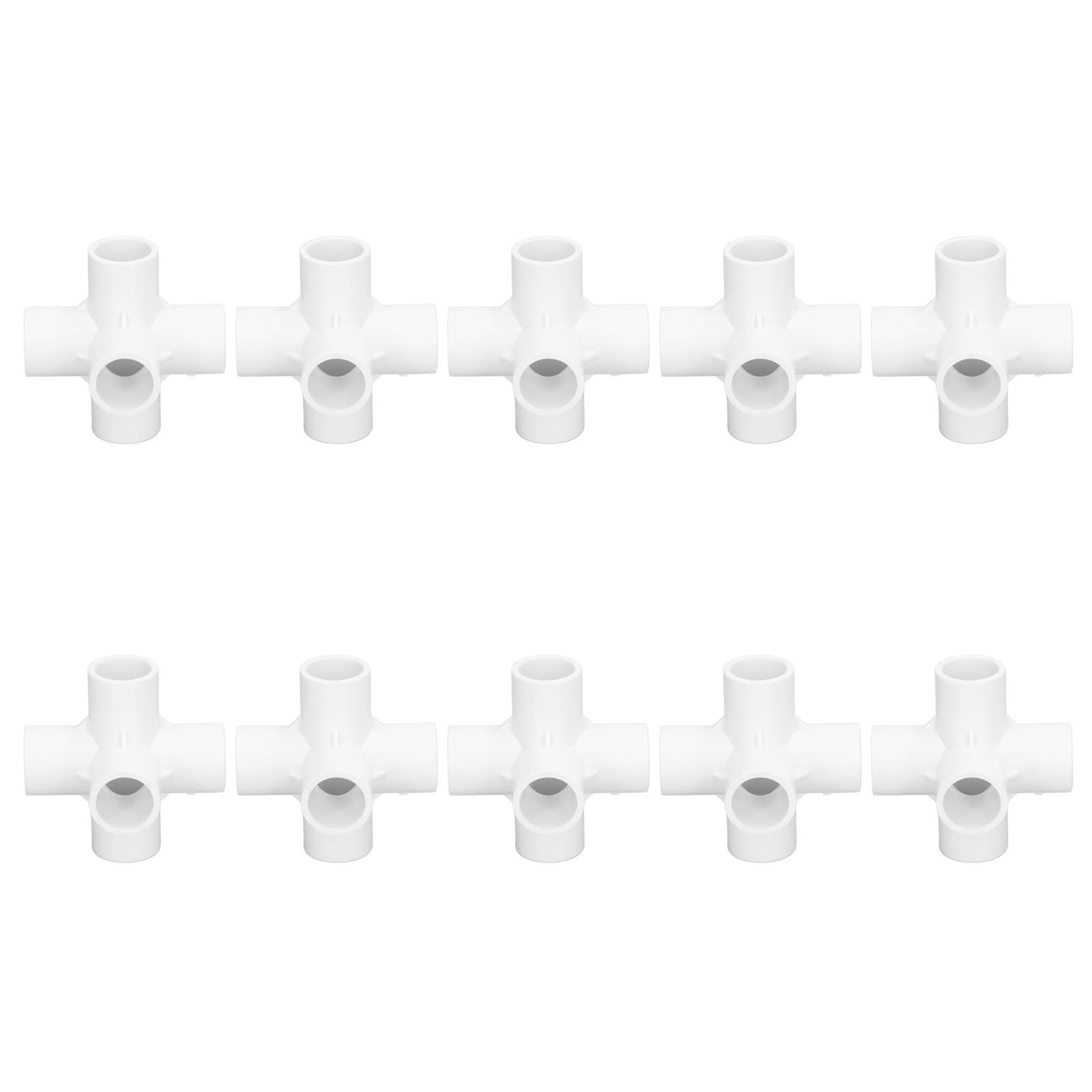 Photo 1 of 10Pcs 6 Way PVC Fitting Furniture Grade Pipe 25mm/1in Angle Three Dimensional Elbow Connector for Building Furniture Greenhouse Shed Pipe Fittings Tent Connection (White)