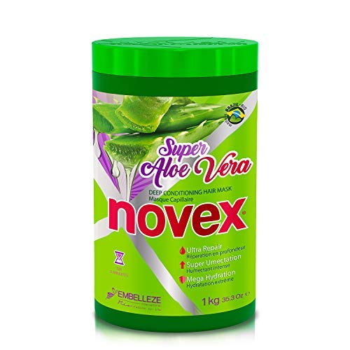 Amazon Com Novex Super Aloe Vera Hair Mask Infused With Organic Aloe Vera Vegan Hydrates Strengthens Frizz And Volume Control 35 3 Oz Beauty