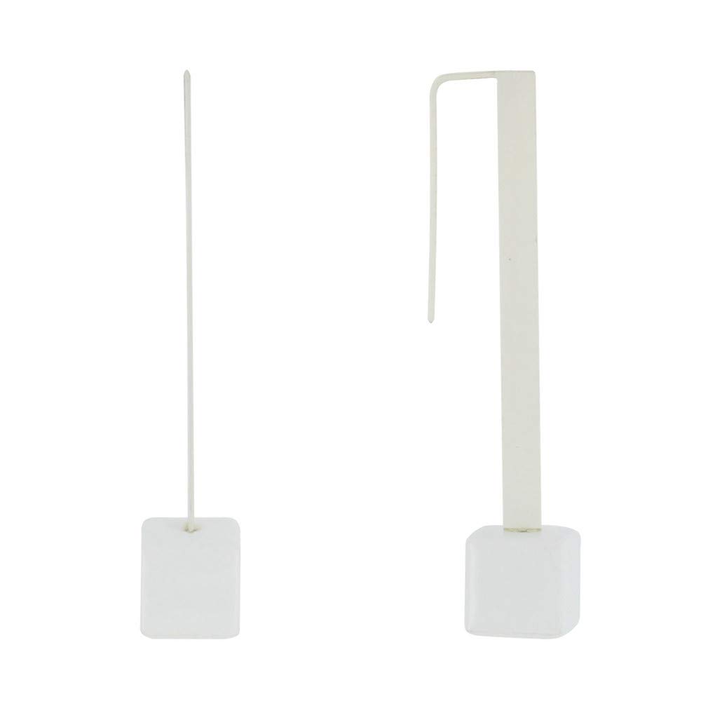 LES POULETTES BIJOUX - Silver Flat Hook Metal Earrings and Ceramic Cubes - White