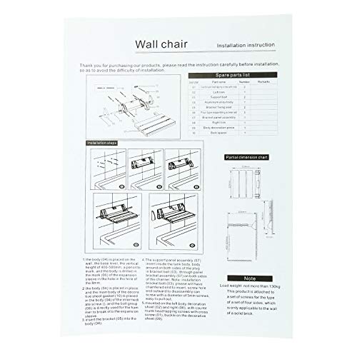 9milelake Wall-mounted Drop-leaf stool, Foldable Shower Seating Chair, Folding Bath Seat (V-FWH01-W)