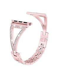 Wearlizer   Pulsera de repuesto para Apple Watch Band 1.654 in 1.732 in iWatch de acero inoxidable con diamantes de imitación para mujer