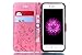 iPhone 7 Flower Wallet Case, Miniko(TM) Premium PU Leather [Flower] 3D Handmade Bling Butterfly Diamond Crystal Flip [Card Slot] Wallet Case Cover for iPhone 7 with Kickstand and Wrist Strap Pink