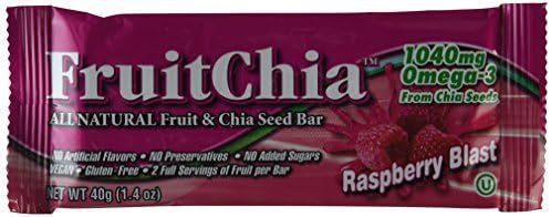 FruitChia Raspberry - All Natural / Real Fruit &amp; Chia Seed Bar With Omega-3. Gluten-Free, Kosher &amp; Vegan - 24 PACK by FruitChia