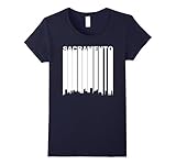 Womens Retro 1970's Sacramento California Downtown Skyline T-Shirt Medium Navy