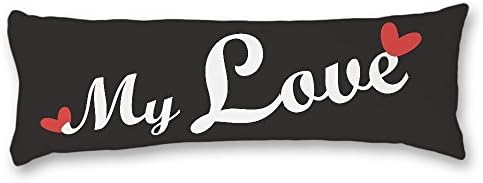 wonbye My Love Quote Black Body Pillow Cover Cases Rectangle 20 x 54 Inches for Bed Valentines Day Gifts Birthday Gifts Gifts for Couples,Home Bedroom Living Room Decor