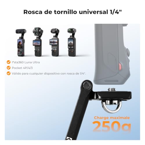 K&F CONCEPT Trípode Tornillo 1/4" Soporte Extensible | Base Magnética Con Trípode Plegable, Adaptable a Insta360 Luna Ultra/Pocket 4/4P/3 -PP01