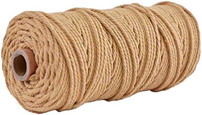 Light Coffee Macrame Cord,Diameter 3mm Natural Cotton Rope,Knitting Cord Rope,Craft Making,Natural Color Cord,Craft Supplies,Chunky Yarn,Natural Hemp Rope,1 Skein is 100 Meters