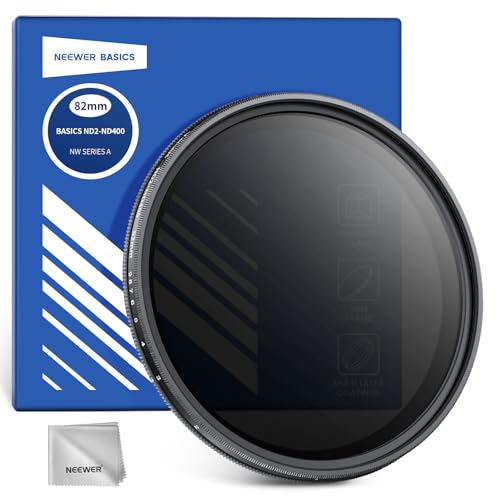 NEEWER BASICS 82mm variabler ND Filter, ND2-400 1-9 Stops Lichtreduzierung, drehbarer variabler Graufilter Neutraldichtefilter mit Anti Fingerabdruck