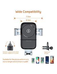 VANMASS Soporte inalámbrico para cargador de coche, Sensor de gravedad de sujeción automático Soporte para teléfono, 10W 7.5W Qi Soporte de carga de aire de ventilación de carga rápida Compatible con S10 + S10e S9 Nota 9, Xs del teléfono Máx. XR X 8 Plus