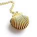 MagicW Seashell Locket Pendant Necklace Sea Shell Locket Necklace Gold Tone Brass Locket Ocean Beach Locket Jewelry