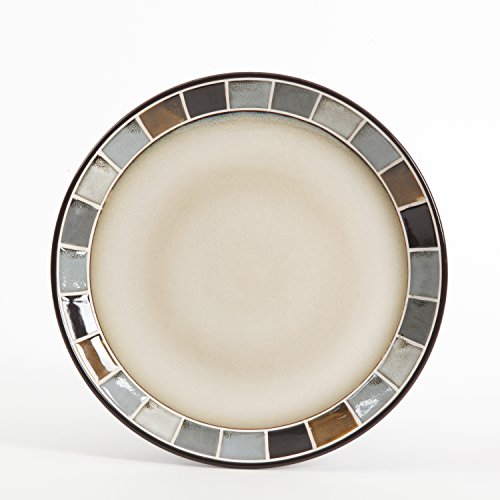 Gibson Elite Casa Gris Reactive Glaze 16 Piece Dinnerware Set, Cream and Grey
