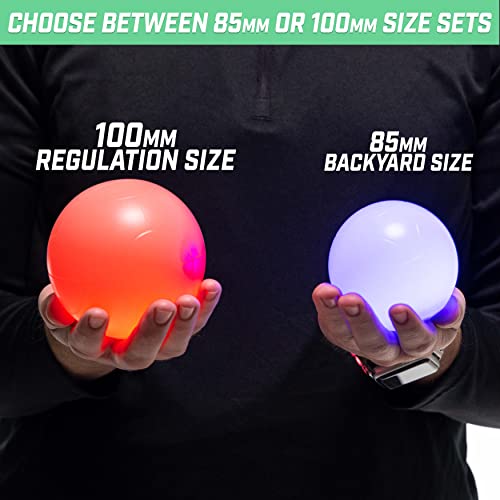 GoSports 100 mm LED Bocce Ball Game Set Includes 8 Light Up Bocce