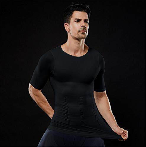 Tmrow Men Waist Trainer Corset Vest for Weight Loss Hot Neoprene Body Shaper Tank Top Sauna Suit Shirt No Zip Trimmer,Black,XL