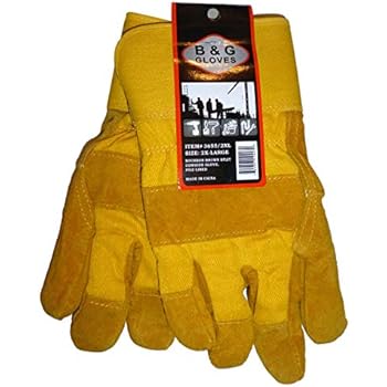Mens B&G Heavy Work Insulated Fleece Pile Lined Leather Winter Gloves XXL 2XL