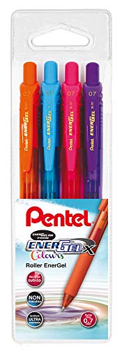 Pentel BL107 Energel X click 0,7-mm-Tasche 4 Stück Hellblau / Rosa / Lila / Orange
