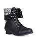Twisted Women's Trooper Wide Calf Aztec Print Fold Over Military Boot - TROOPER61P BLACK/WHITE, Size 10