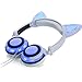 Wired Cat Ear Headphones Glowing Lights with USB Charging Cable (White)