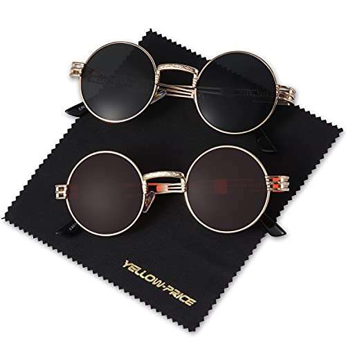 Retro Round Steampunk Sunglasses 4 Pairs Metal Frame Vintage Hippie Style Weewooday Retro Round Steampunk Sunglasses Vintage Barbados  main image 3