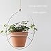 Mkono Boho Hanging Planter, Set of 2 Metal Plant Hanger with Plastic Pots, Modern Mid Century Flower Pot Plant Holder in Diamond and Circle Shape, Fits 6 Inch Planter (Pots Included), White