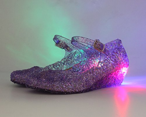 Jelly Sandal For Girls With LED Light Heel Princess Girls' Sparkle Dress Up Cosplay Heel Jelly Shoes Size 3 - Thumbnail 2