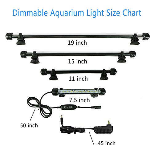 MingDak Submersible LED Aquarium Light,Fish Tank Light with Timer Auto On/Off, White & Blue LED Light bar Stick for Fish Tank, 3 Light Modes Dimmable,11W,18.5 Inch - Thumbnail 7