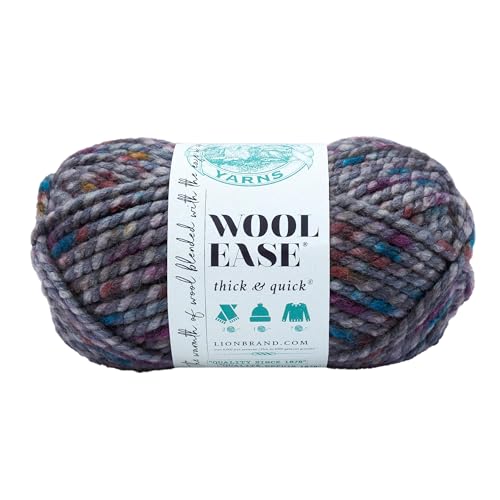 Lion Brand Yarn Dik & Quick, zacht volumineus garen voor breien, haken en knutselen 640-527 Wool-Ease Dik en snel garen, Abalone, wolmix, zeeslak, 1 verpakking, 97