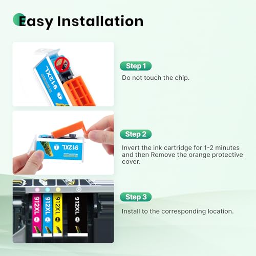 912 912XL Cartucce Compatibile per HP 912 XL Multipack per HP OfficeJet 8010 8012 8013 8014 8015 8017 8018 per OfficeJet Pro 8022 8020 8023 8024 8025 (Nero Ciano Magenta Giallo, 4-Pack)
