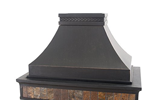 Sunjoy 35.4" x 23.6" x 56.6" Elson Slate and Steel Fireplace - Black Bronze, Large