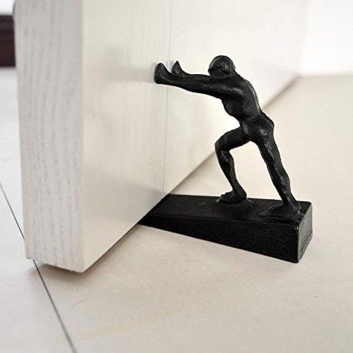 Convallaria Door Stop Padded Anti-Scratch Felt Bottom Protects Floors Protect Your Bedroom, Bath and Exeterior Doors Rust Black Strong Man