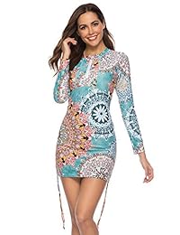 Camiseta de natación ajustable de manga larga con media cremallera para dama