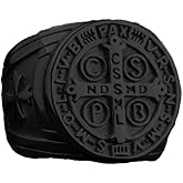 REchoLI Cross Ring for Men Black Stainless Steel Saint Benedict CSPB Cross Religion Ring Christian Jewelry Size 8-12