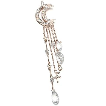 Buy Jiaqee Vintage Bridal Crystal Moon Hair Clip Tassels Long Hair