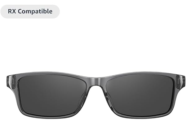 Amazon Echo Frames (newest model), Smart glasses, Designed for Alexa+, Modern Rectangle frames in Charcoal Gray with polarized sunglass lenses