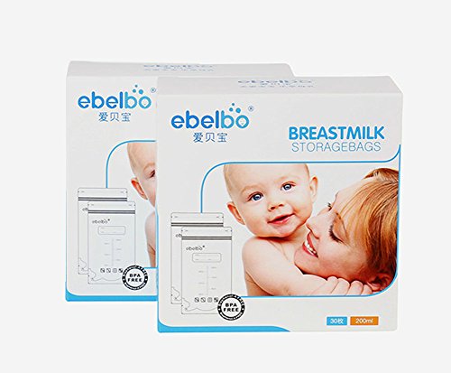 ME 60 Count Breastmilk Storage Bags 6.8 Oz 220 ml Storage Container for Breast Milk BPA Free (30 ct, 2 pack)