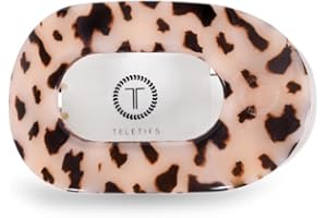 TELETIES - Large Flat Round Clip - Strong Grip, Bendable Teeth, Comfortable Curved Design - For Lying Down, Yoga, Driving & More - Ideal for Thick Hair - For All Hair Textures - Blonde Tortoise