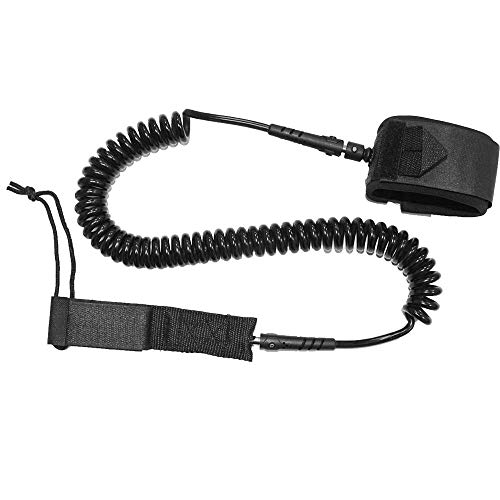 SUP Surfboard Leash,String Ankle 7mm-10ft for Long Surfing Board,Calf Paddle Board,10’ Coiled Leg Rope,Black