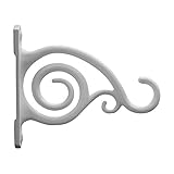 Gray Bunny GB-6837A Fancy Curved Hook, White, Cast Iron Wall Hooks for Bird Feeders, Planters, Lanterns, Wind Chimes, As Wall Brackets and More!