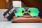 Ray Ban Aviator Sunglasses RB3025 112-19 Matte Gold Frame Green Mirror Lenses (58mm)