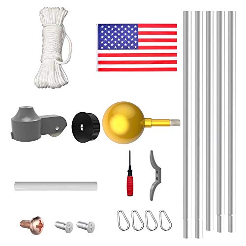 IIOPE 25 FT Flag Pole Kit, Heavy Duty Aluminum Outdoor In Ground