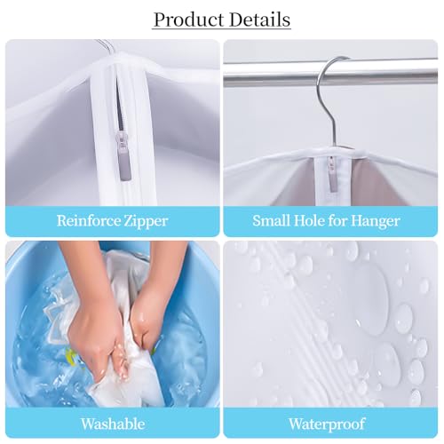 Niviy 6 x 60 x 100 cm Anti-Dust Waterproof Moisture Proof Zip Protective Covers for Shirt Suits/Coats (White)