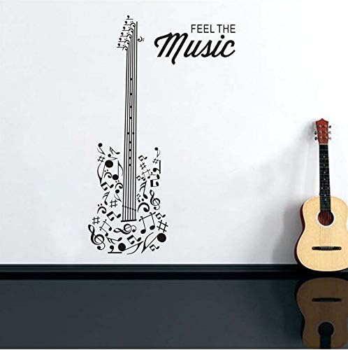 Amazon Lcymt 感じる音楽ギターのシルエットの壁のステッカーホームインテリアビニールの接着剤diyの 壁のデカールリムーバブル防水壁紙23x59cm ウォールステッカー オンライン通販