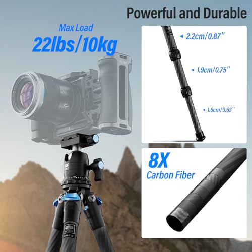 SIRUI AM-223 Mini Tripod Portable Compact Carbon Fiber Travel tripod Desktop Tripod with 360 Degree B-00K Ball Head and Arca Swiss Quick Release Plate, Loads up 15KG