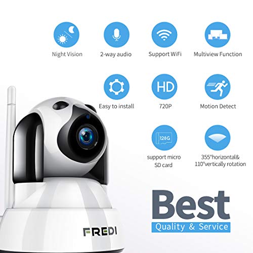FREDI Baby Monitor,Pet Camera- Wireless Security Camera with Night Vision/Two Way Audio/PTZ/Motion Detection,2.4G WiFi IP Camera Indoor Surveillance Camera for Nanny/Pet/Dog Camera with Phone APP