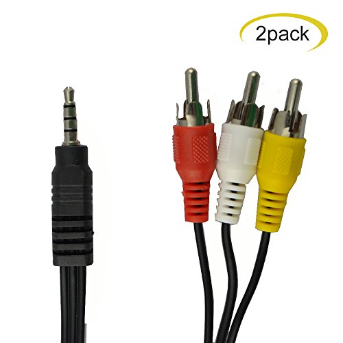 Seadream 2Pack 3Feet 3.5mm Male Jack 4Port to 3-RCA Adapter Audio Stereo Extension Cable